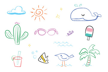 Drawing summer Crayon, doodle pencil