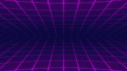 Futuristic neon grid with purple lines.