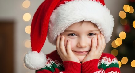 Shy Child with Santa Hat