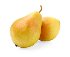 Two ripe yellow pears isolated on white