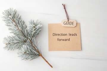 Frosted Pine Branch and Guide Tag with Directional Message