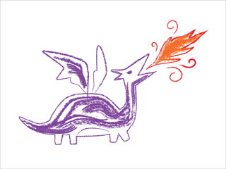 Drawing Dragon Crayon, doodle kids