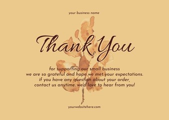 Greeting card template design, thank you card with floral background, thank you card. day 153