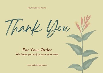 Greeting card template design, thank you card with floral background, thank you card. day 156