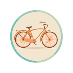 Fototapeta premium Vintage style orange cruiser bicycle vector illustration with fenders and a luggage rack within a decorative circular frame