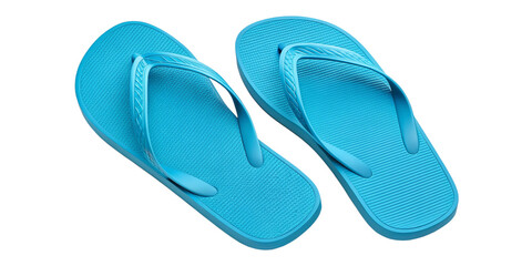 Bright Blue Flip-Flops with Textured Straps on Transparent Background
Casual Summer Beachwear Blue Sandals Isolated