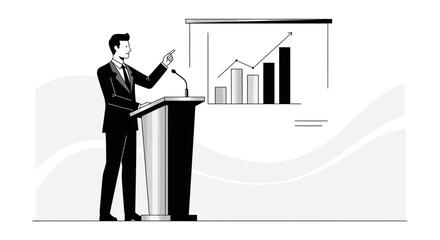 Fototapeta premium Business Presentation Depicting Growth And Success In A Clean Black And White Illustration
