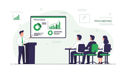 Fototapeta premium Business Presentation Illustrating The Pitch Deck Strategy, Informative And Highly Effective