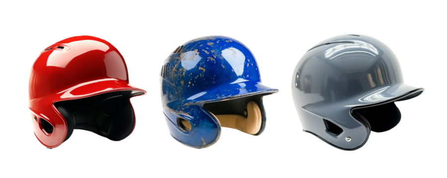 Set of Transparent Baseball Helmet (Red, Blue and Ash color) - PNG