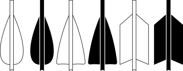 outline silhouette fletching icon set