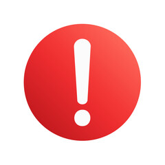 Vibrant red circle icon with a prominent white exclamation point indicating caution danger or error message
