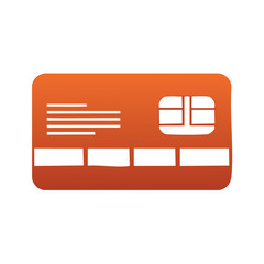 Orange Debit Credit Card Icon with EMV Chip for Payment Transactions and Financial Services
