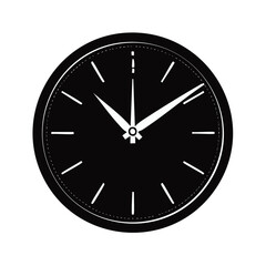 Minimalist analog clock face icon in black and white simple vector illustration for time concept
