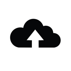 Black Cloud Upload Icon for Digital Data Transfer Online Storage and Cloud Computing