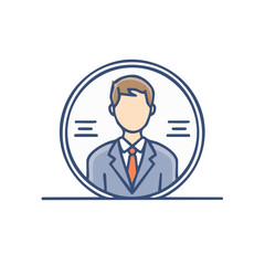 Modern flat design professional businessman profile icon. Corporate executive avatar for user account or service.