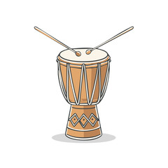 African djembe drum with drumsticks vector illustration of a traditional musical instrument