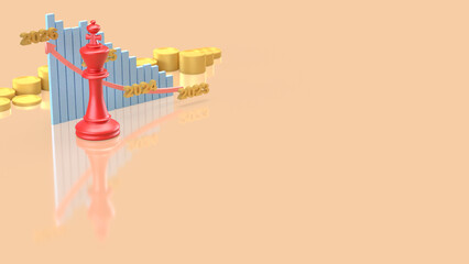 The King Chess and Chart 2026 for Business concept 3d Rendering.