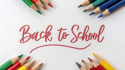 School themed composition with red text and pencils