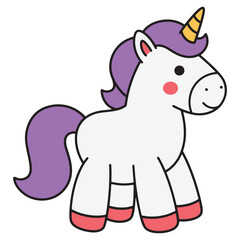Cute Unicorn Toy Illustration with Purple Mane and Horn, Adorable Plaything for Children