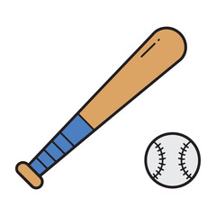 A TOY baseball bat and ball illustration, perfect for sports and game themes