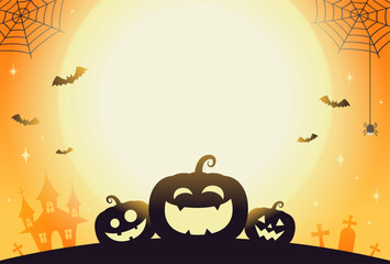 vector halloween background with pumpkins and moon