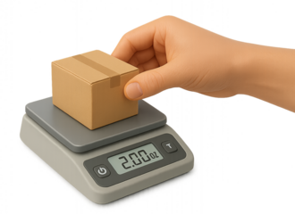 Hand weighing product on digital scale