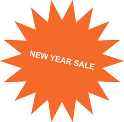 Bright Orange Burst with New Year Sale Text for Holiday Shopping Promotion Discount Offers Advertising and Festive Season Marketing Campaigns