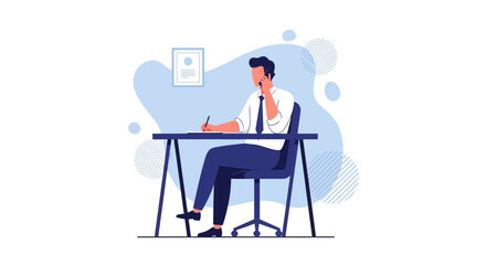 Businessman Working On Phone While Jotting Notes At His Office Desk And Communicating