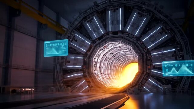 Futuristic tunnel visualization of high energy physics and particle collision experiments