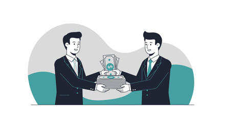 Businessmen Exchanging Financial Assets Depicting Investments and Successful Financial Deals