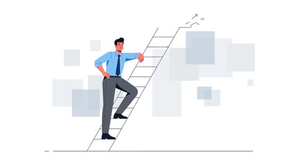 Businessperson Climbing Ladder Illustrating Growth, Success, and Achievement Conceptually