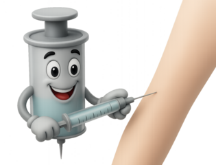 Syringe smiling carefully giving an injection