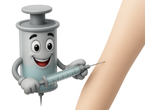 Syringe smiling carefully giving an injection