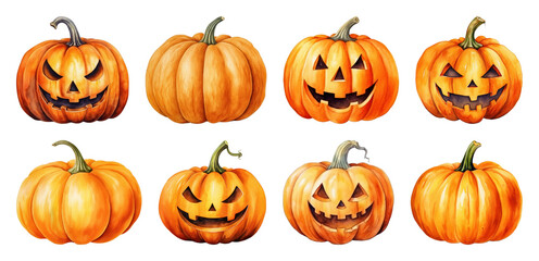 Halloween pumpkins with carved faces