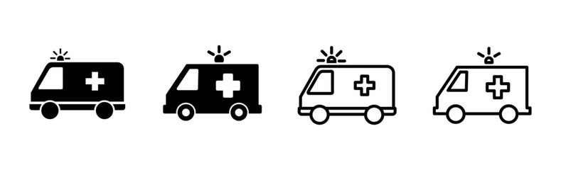 Ambulance icon set. ambulance truck icon vector. ambulance car