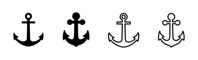 Anchor icon set. Anchor symbol logo. Anchor marine icon.