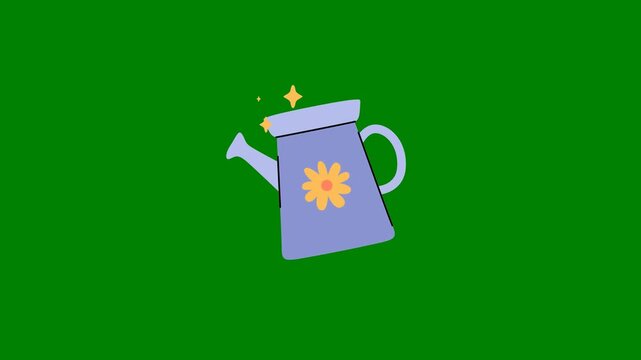 A teapot with flower on it and tea pot blue jug star yellow green screen animated chromakey background layers emotion illustration figure expression style elements composition backgrounds