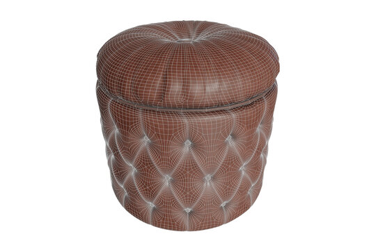 
Round Tufted Ottoman with Storage 3D Model Isolated