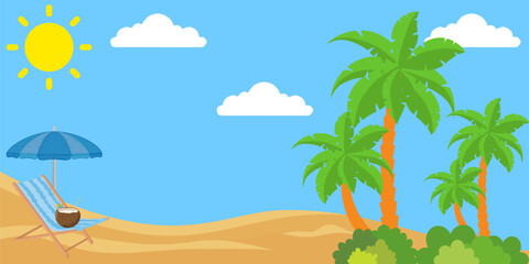 Obraz premium Summer background on the beach. Scenery design template.