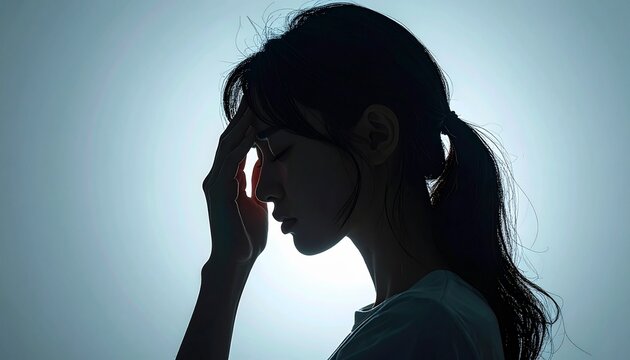 体調不良：静かに苦しむ日本人女性のドラマチックなポートレートGenerated image