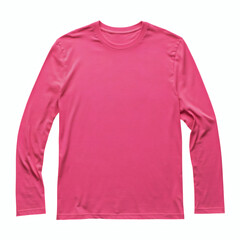 Bright pink long sleeve T-shirt mockup showcasing soft lightweight fabric, round neckline, casual unisex wear, front and back views on white background