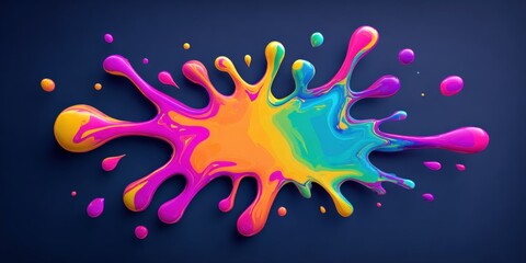 Vibrant splash of rainbow colors for a dynamic and playful design element, isolated against dark background