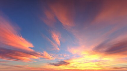 Fototapeta premium Vibrant Sky at Dusk: Colorful Clouds in Blue Hour, Ideal for Backgrounds and Wallpapers