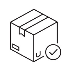 Package Delivered Icon with Box and Checkmark Symbol for Order Confirmation and Logistics
