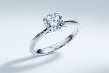 Elegant Diamond Solitaire Ring: A Symbol of Commitment and Everlasting Love on White Background