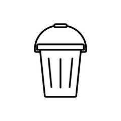 Bucket icon, vector line isolated on white background. Trendy and modern design.