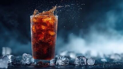 Refreshing Glass Of Cola With Ice Splash