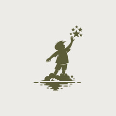 logo of a little boy reaching for his dream star, education logos