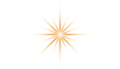 A vibrant orange starburst with a bright white center radiating against a black background design element on transparent background