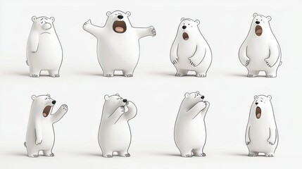 Cartoon Bear Expressing Various Moods Like Happy, Sad, Surprised